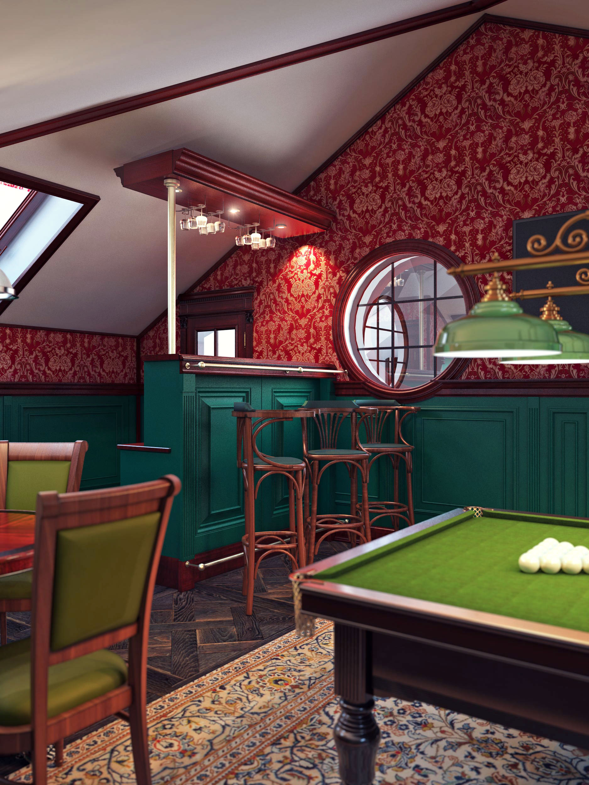 Classic style Luxury Villa Billiard Room